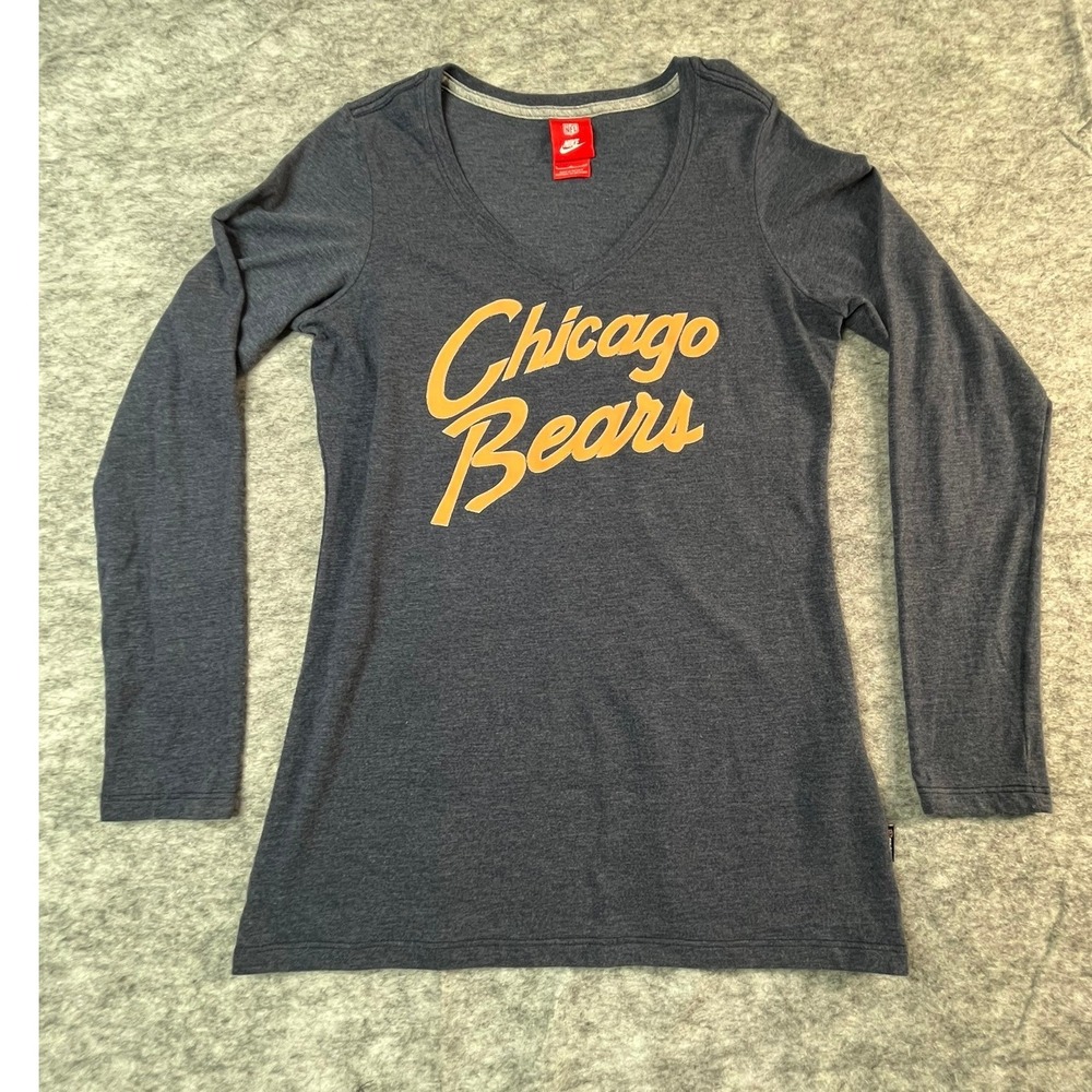 NIKE NFL Chicago Bears Womens S Shirt Blue‎ Long sleeve V-Neck